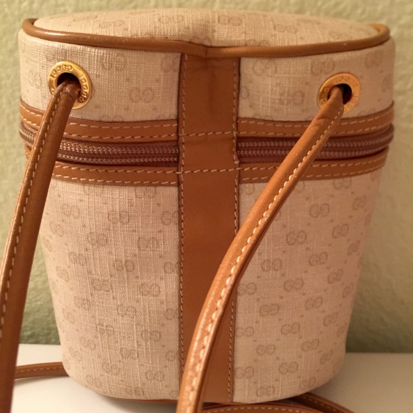 *Rare* Auth Gucci Vintage Binocular Style Logo Crossbody GG Monogram Canvas Bag - Picture 3 of 16